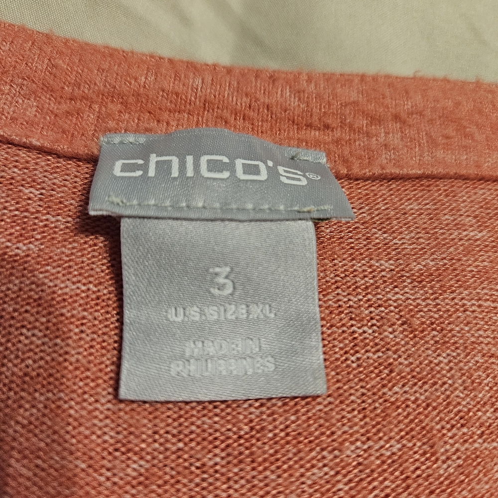 💞 Chico's Coral Short Sleeve Top - Picture 4 of 5